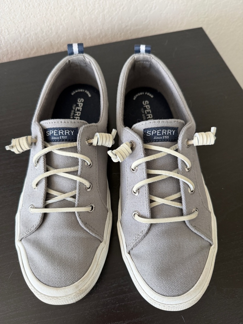 Sperry Light Gray Canvas Lace-Toggle Boat Sneakers